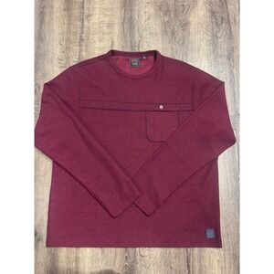 VTG 1946 Mens XL Burgundy Maroon Textured Knit Long Sleeve Pocket Pullover Top